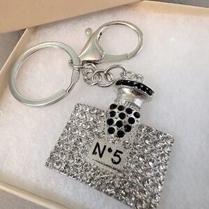 Silver Perfume Bottle Keychain/Bag Charm